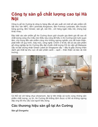 CÃ´ng ty sÃ n gá»— cháº¥t lÆ°á»£ng cao táº¡i HÃ  Ná»™i