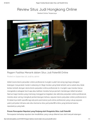 Ragam Fasilitas Menarik dalam Situs Judi Poker88 Online