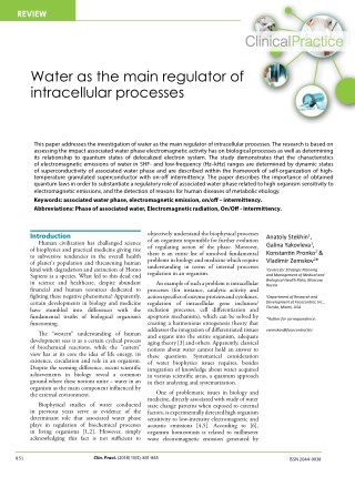 Water as the main regulator of intracellular processes
