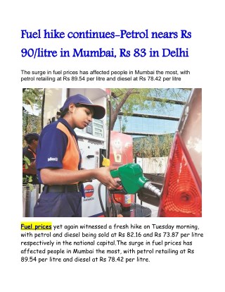 Fuel hike continues: Petrol nears Rs 90/litre in Mumbai, Rs 83 in Delhi