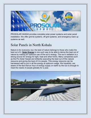 Solar Panels in North Kohala -Prosolar Hawaii