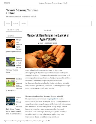 Mengeruk Keuntungan Terbanyak di Agen Poker88