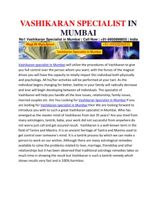 No1 Vashikaran Specialist in Mumbai | Call Now | 91-9950898855 | India