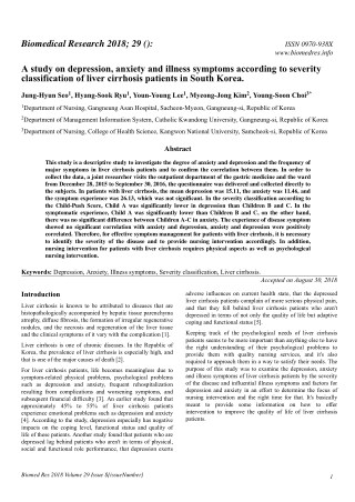 A study on depression, anxiety and illness symptoms according to severity classification of liver cirrhosis patients in