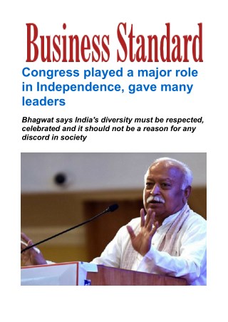 Â Congress played a major role in Independence, gave many leaders