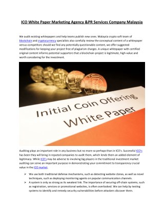 ICO White Paper Marketing Agency &PR Services Company Malaysia