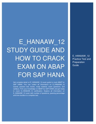 E_HANAAW_12 Study Guide and How to Crack Exam on ABAP for SAP HANA