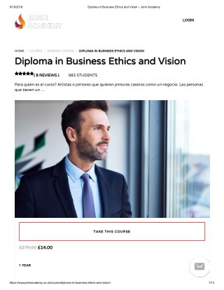 Diploma in Business Ethics and Vision - John Academy