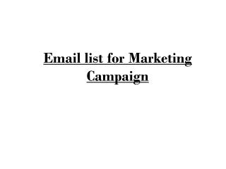 Email list for marketing campaign