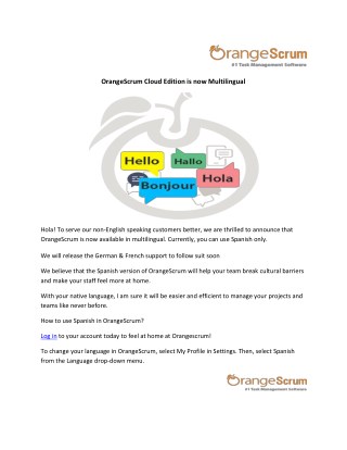OrangeScrum Cloud Edition is now Multilingual