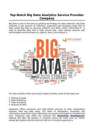 Top-Notch Big Data Analytics Service Provider Company