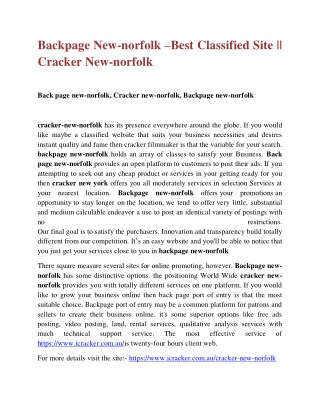 Backpage New-norfolk â€“Best Classified Site || Cracker New-norfolk