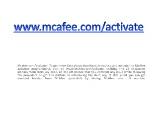 McAfee.com/activate | Enter McAfee Activation Code