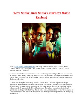 'Love Sonia', Hate Sonia's Journey (Movie Review)