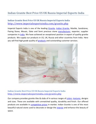 Indian Granite Best Price US UK Russia Imperial Exports India