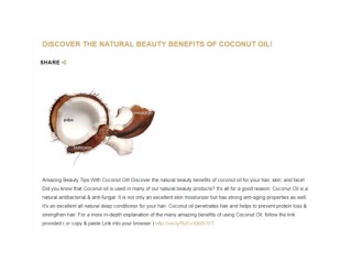 DISCOVER THE NATURAL BEAUTY BENEFITS OF COCONUT OIL | SMART LIVING BY LAKE | HEALTHY LIFESTYLE BLOG