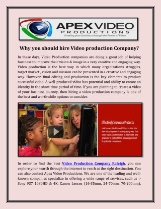 Why you should hire Video production Company?