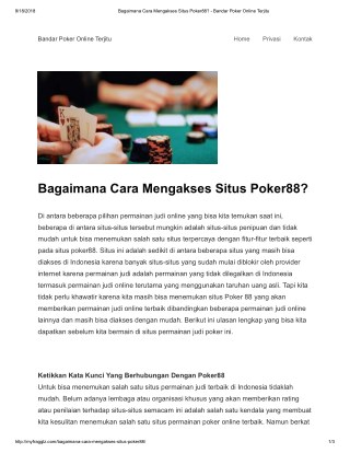 Bagaimana Cara Mengakses Situs Poker88?