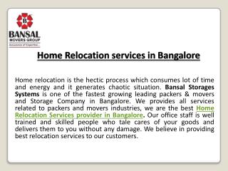 Home Relocation services in Bangalore