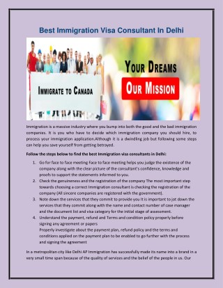 Best Immigration Visa Consultant In Delhi