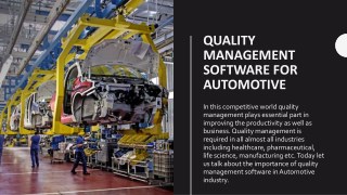 Quality Management software for Automotive