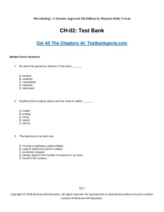 Test Bank for Microbiology A Systems Approach 5th Edition by Marjorie Kelly Cowan