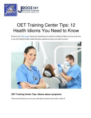 OET Training Center Tips: 12 Health Idioms You Need to Know