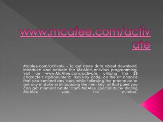 www.mcafee.com/activate- Activate Mcafee Antivirus Product Online