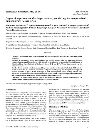 Degree of improvement after hyperbaric oxygen therapy for compromised flap and graft: A case series