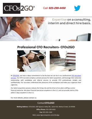 Professional CFO Recruiters- CFOs2GO