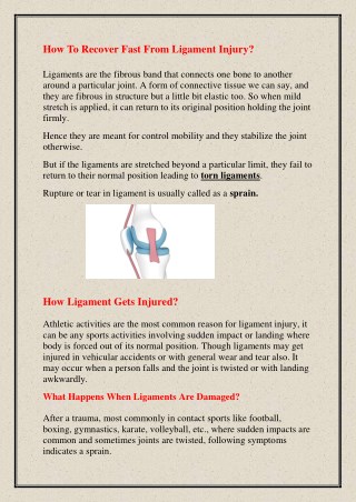 How To Recover Fast From Ligament Injury