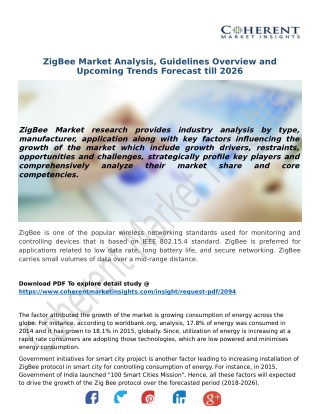 ZigBee Market Analysis, Guidelines Overview and Upcoming Trends Forecast till 2026