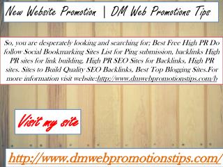 New Website Promotion | DM Web Promotions Tips