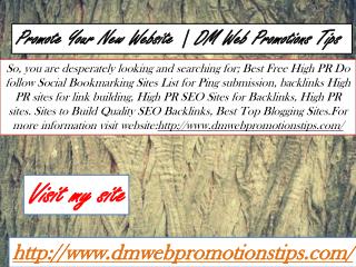 Promote Your New Website | DM Web Promotions Tips