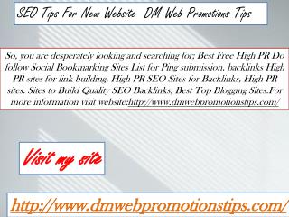 SEO Tips For New Website | DM Web Promotions Tips