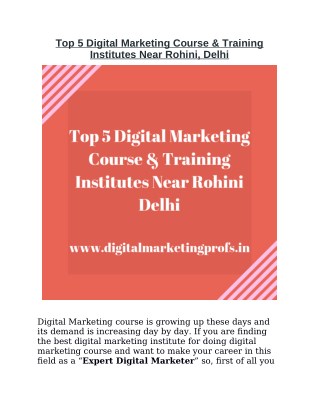 Top 5 Digital Marketing Course & Training Institutes Near Rohini, Delhi