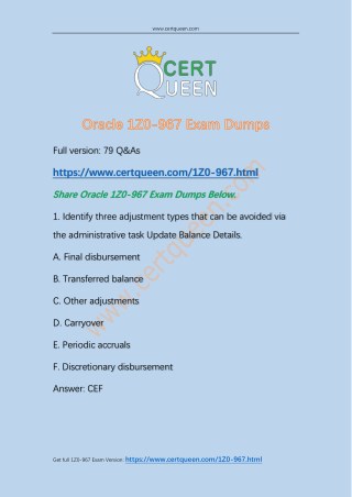 Oracle 1Z0-967 Exam Questions and Answers from CertQueen