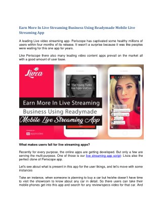 Earn More In Live Streaming Business Using Readymade Mobile Live Streaming App