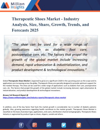 Therapeutic Shoes Market Outlook 2025: Market Trends, Segmentation, Market Growth And Competitive Landscape