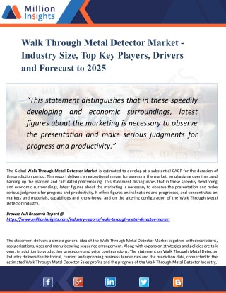 Walk Through Metal Detector Market Key Raw Materials, Price Trend, Industrial Chain Analysis by 2025