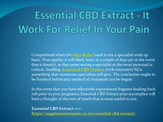 Essential CBD Extract - Its Really Work In Pain