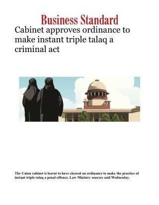 Cabinet approves ordinance to make instant triple talaq a criminal act