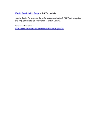 Equity Fundraising Script - AIS Technolabs