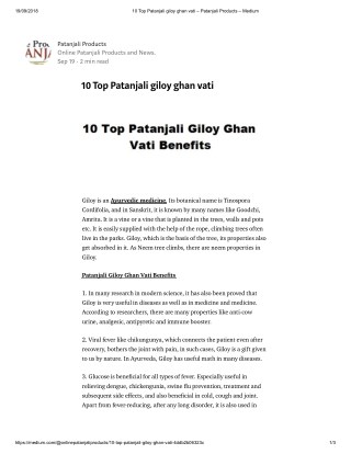 10 Top Patanjali giloy ghan vati