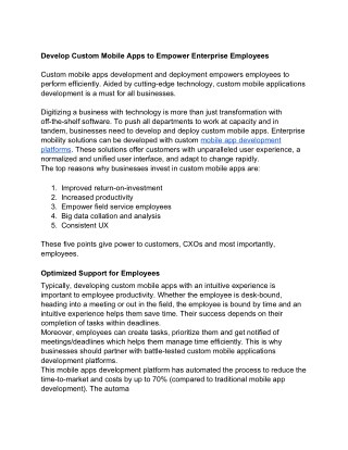 Creating and Using Custom Mobile Apps to Empower Enterprise Employees