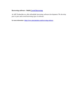 Borrowing software - Build Crowd Borrowing