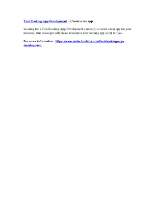 Taxi Booking App Development - Create a tax app