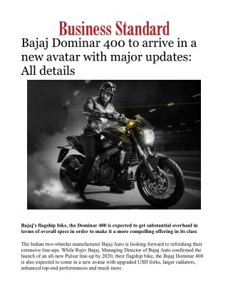 Bajaj Dominar 400 to arrive in a new avatar with major updates: All details