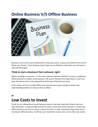 Online Business V/S Offline Business
