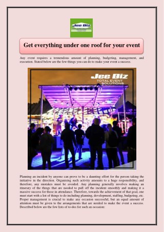 Get everything under one roof for your event